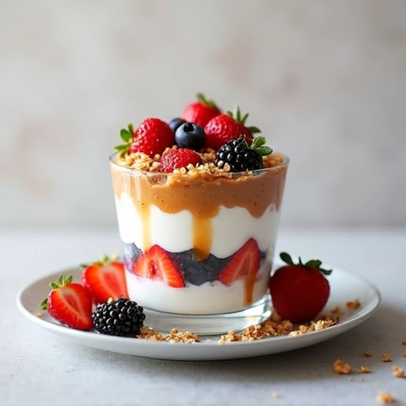 Creamy Greek Yogurt Parfait with Almond Butter and Fresh Berries