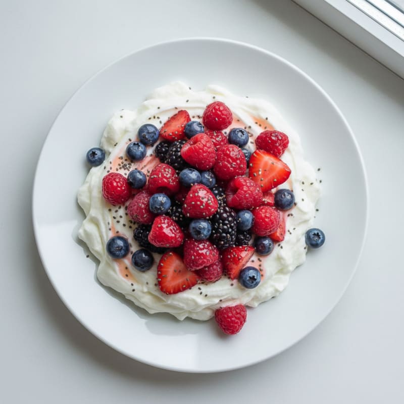 Silky Greek Yogurt Protein Mousse with Mixed Berries