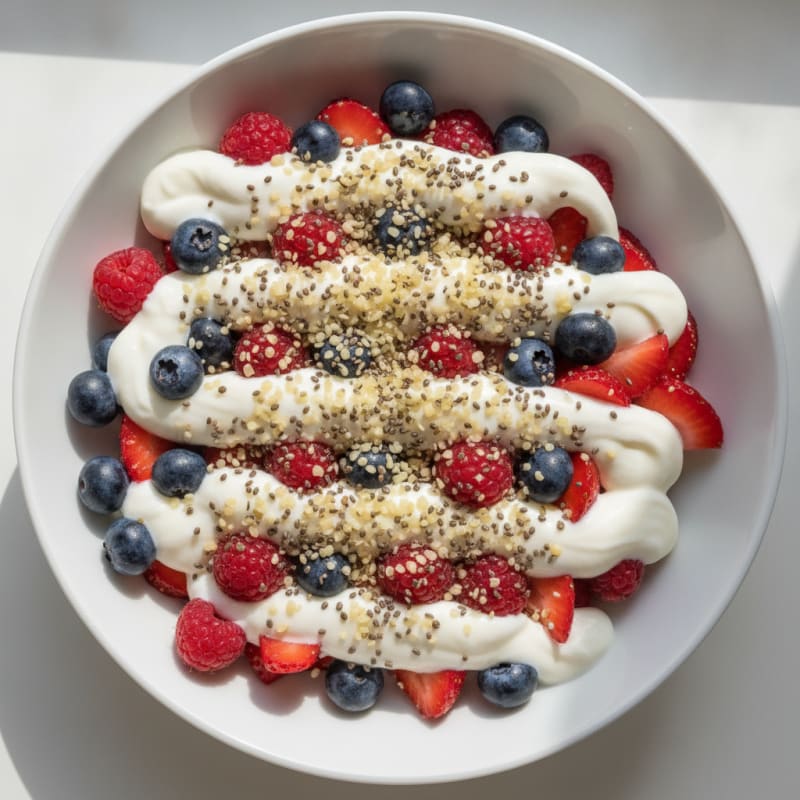 Greek Yogurt Protein Parfait with Mixed Berries