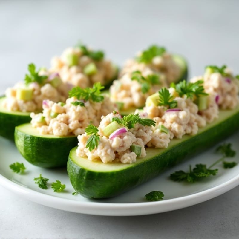Fresh Tuna Salad Cucumber Boats