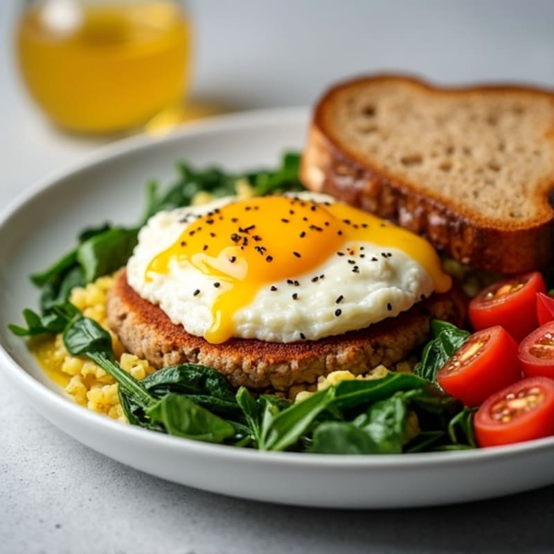 Egg White Scramble with Turkey Sausage and Spinach