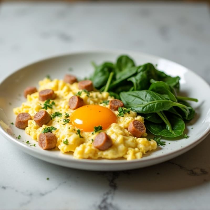 Egg White Scramble with Spinach and Turkey Sausage