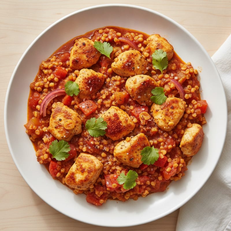 Chili Chicken and Bulgur Wheat Skillet