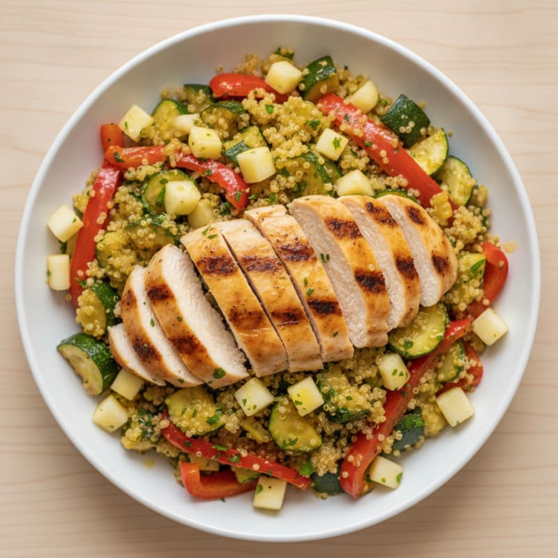 Grilled Chicken and Quinoa Salad with Roasted Vegetables