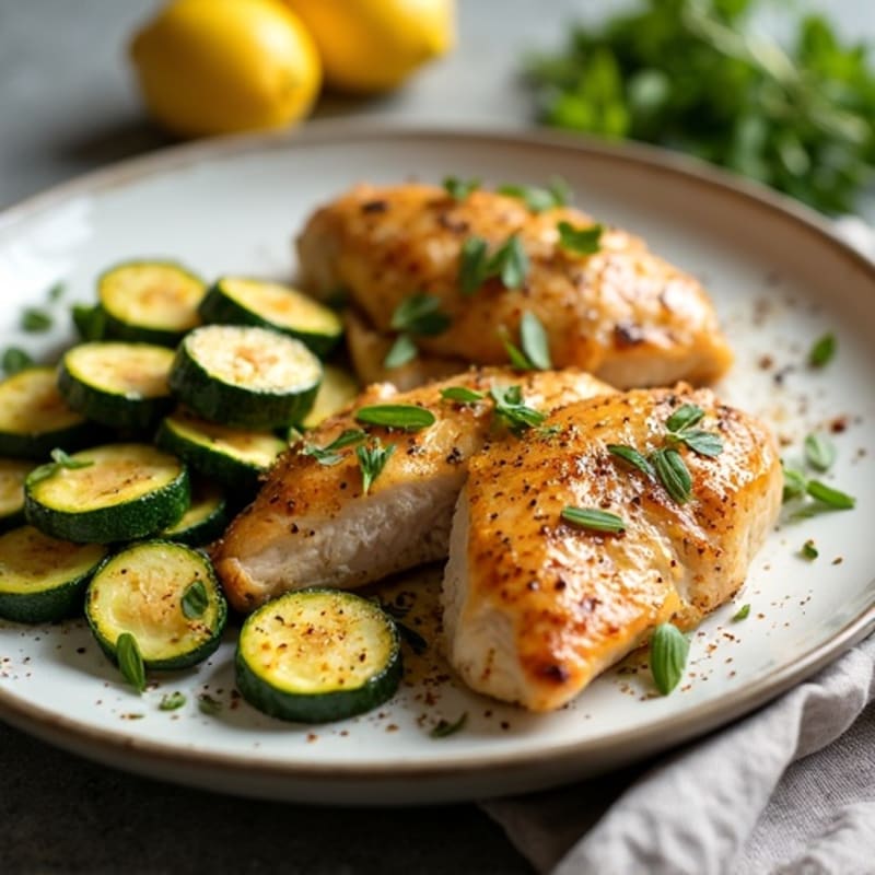 Sheet Pan Roasted Chicken and Zucchini with Garlic