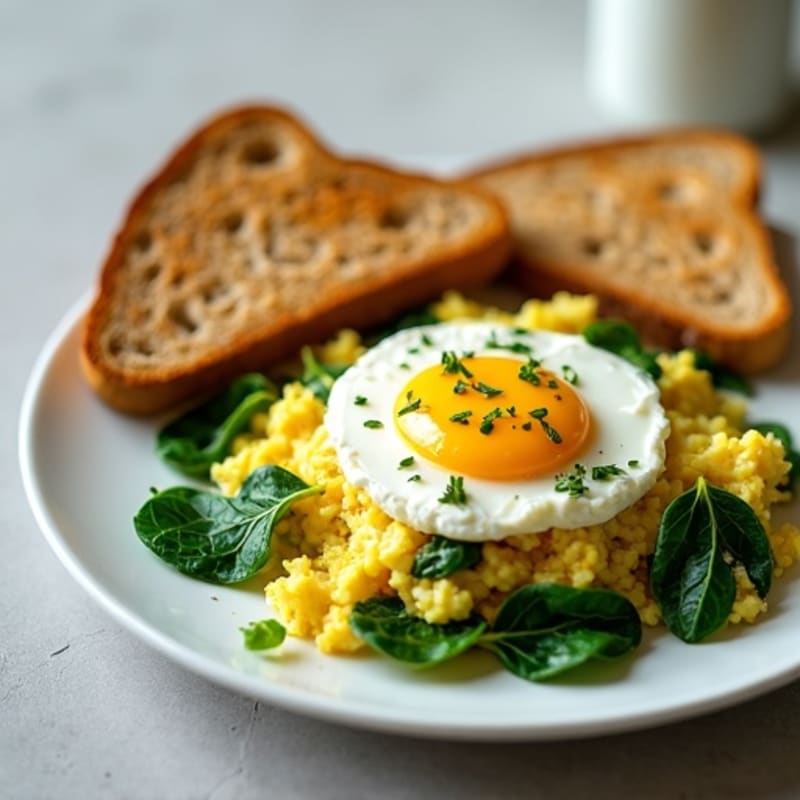Egg White and Spinach Scramble with Cottage Cheese