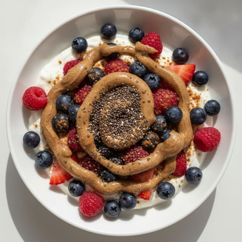 Creamy Greek Yogurt Bowl with Mixed Berries and Almond Butter
