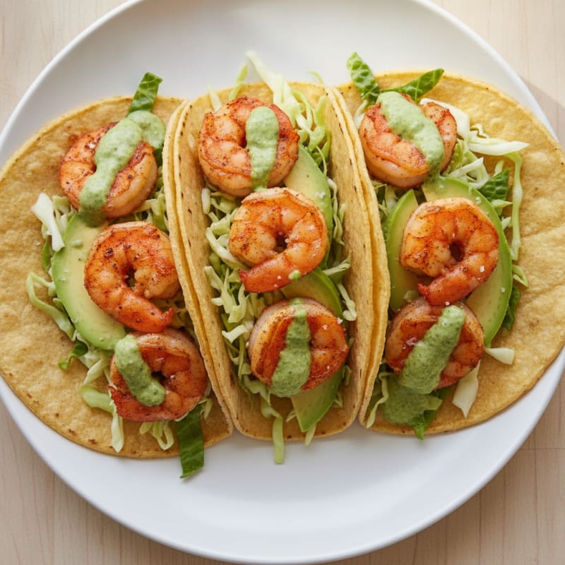 Pan-Seared Shrimp Tacos with Cilantro-Lime Sauce