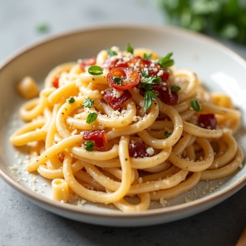 Creamy Whole Wheat Carbonara with Crispy Turkey Bacon