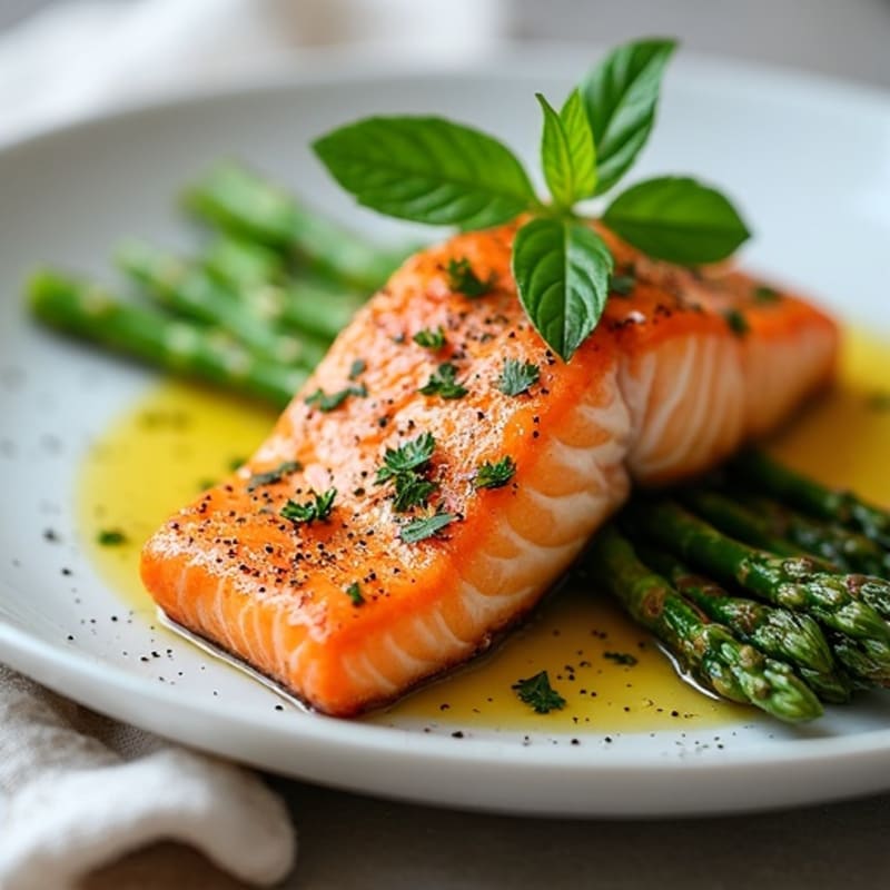 Lemon Herb Roasted Salmon with Tender Asparagus
