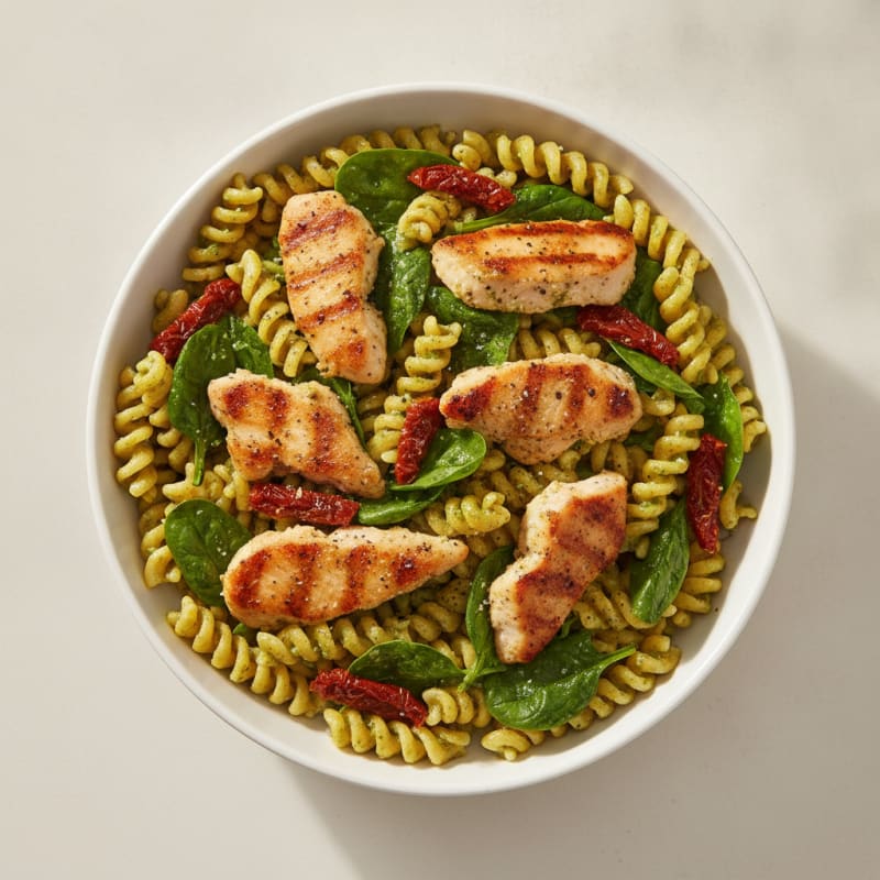 Pesto Chicken Pasta with Sun-Dried Tomatoes
