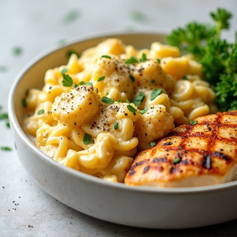 Creamy Cauliflower Alfredo with Grilled Chicken