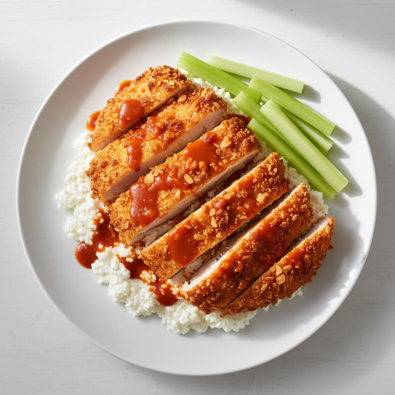 Crispy Buffalo Chicken with Creamy Cottage Cheese