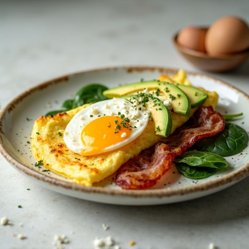 Egg White Omelet with Spinach and Turkey Bacon