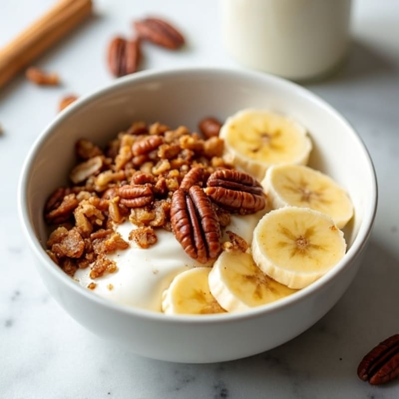 Caramelized Banana Greek Yogurt Bowl with Toasted Pecans
