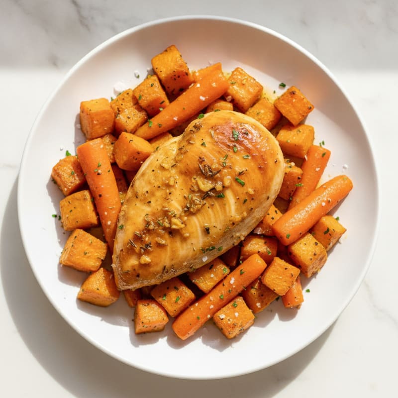 Garlic Herb Roasted Chicken with Root Vegetables