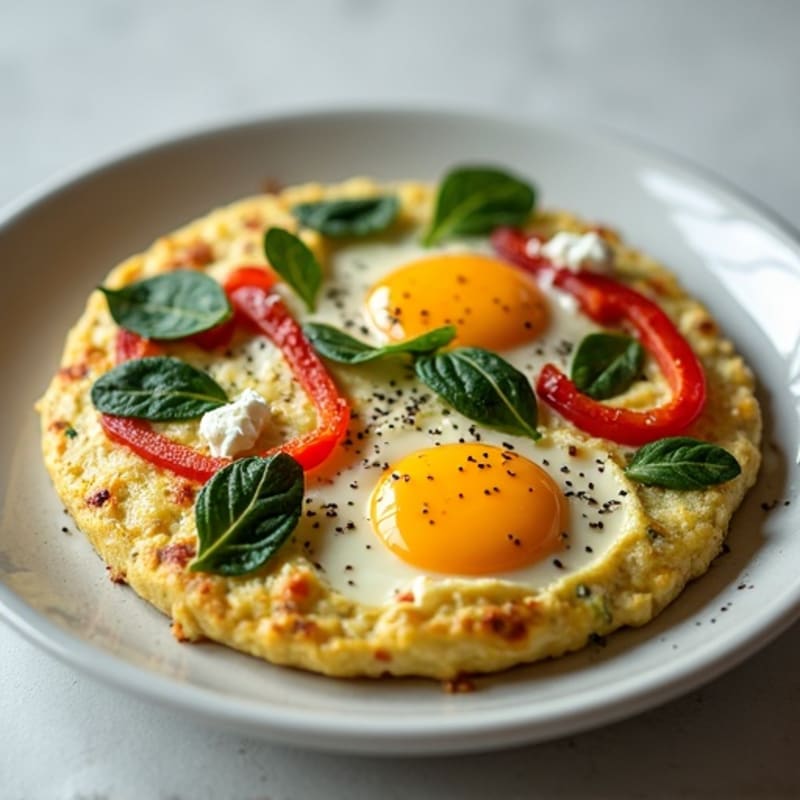 Fluffy Egg Frittata with Roasted Bell Peppers and Spinach