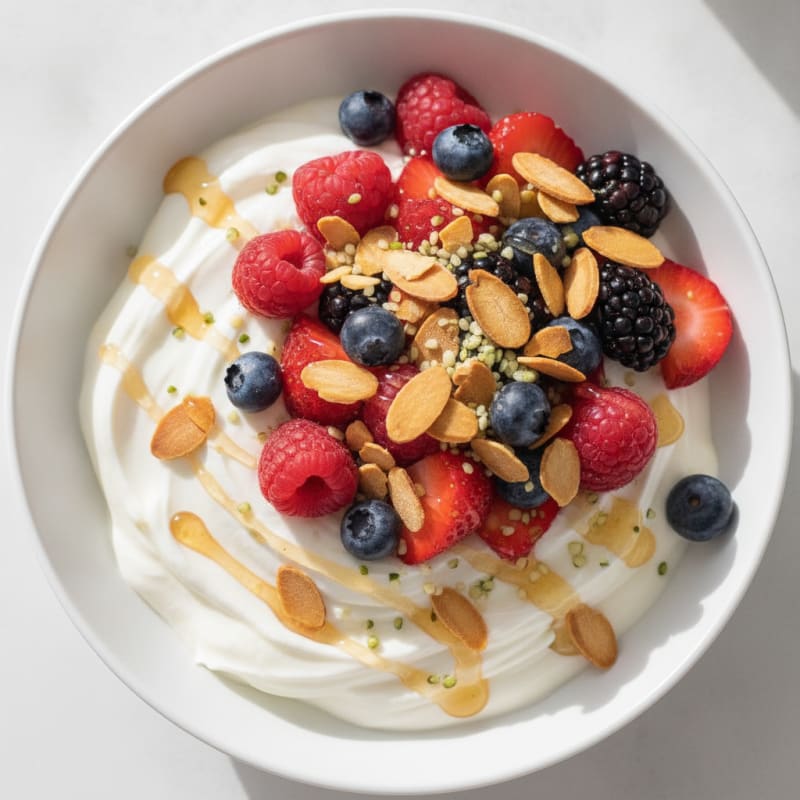 Creamy Greek Yogurt Bowl with Mixed Berries and Protein Crunch