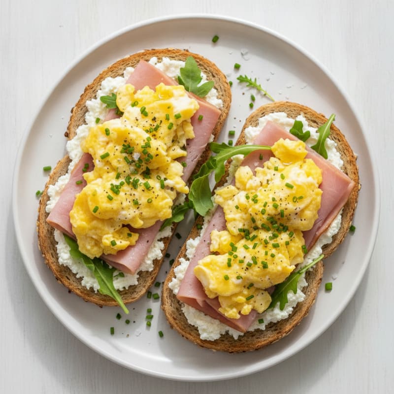 Savory Ham, Egg, and Cottage Cheese Toast