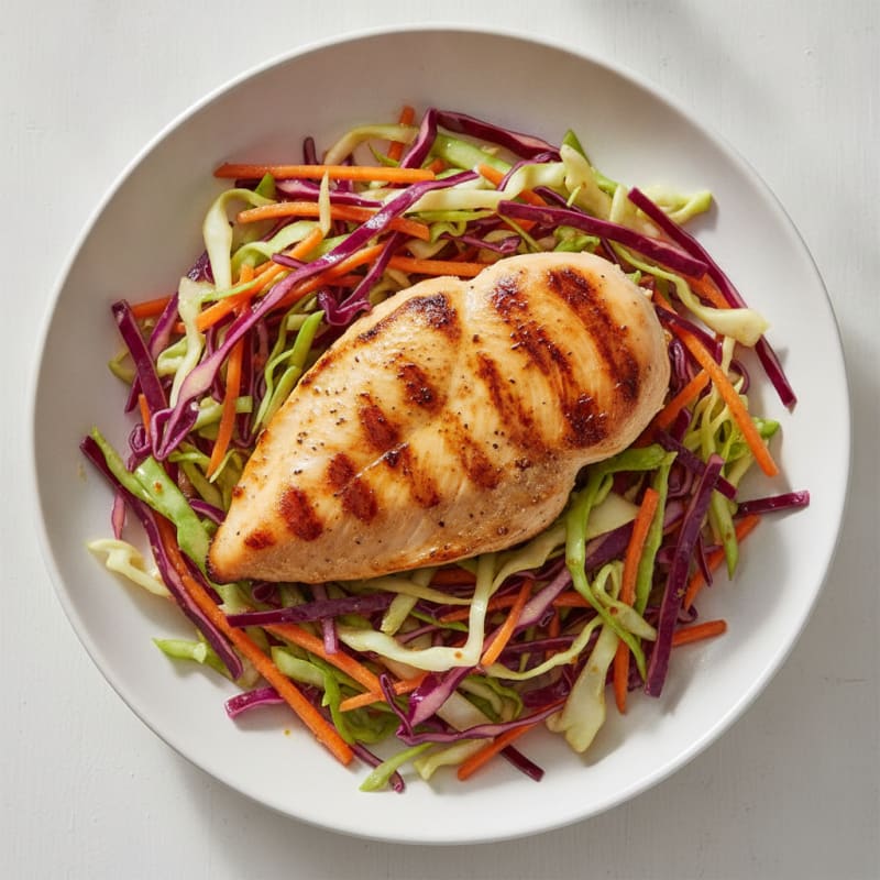 Grilled Chicken Breast with Crunchy Cabbage Slaw