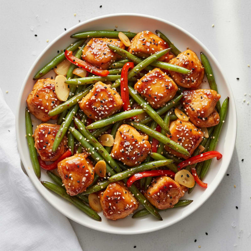 Sesame Chicken with Blistered Green Beans