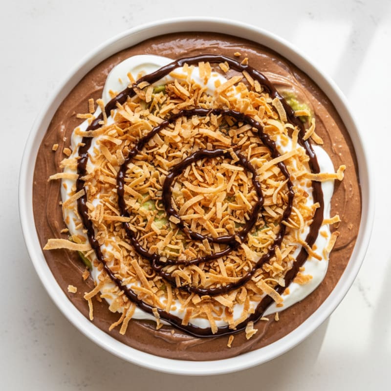 Silky Chocolate Protein Pudding with Toasted Coconut