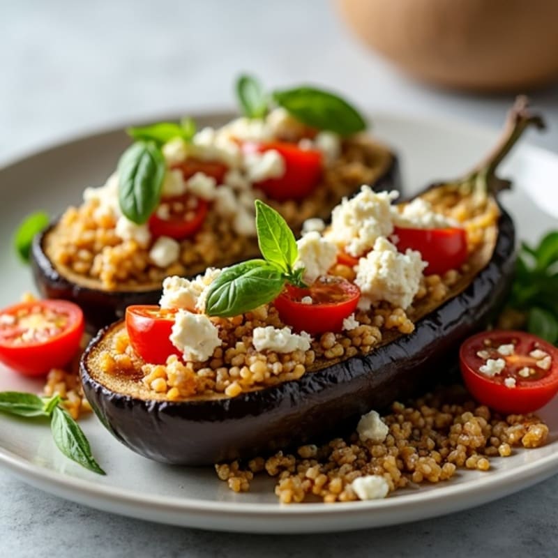 Herb-Roasted Quinoa Stuffed Eggplant