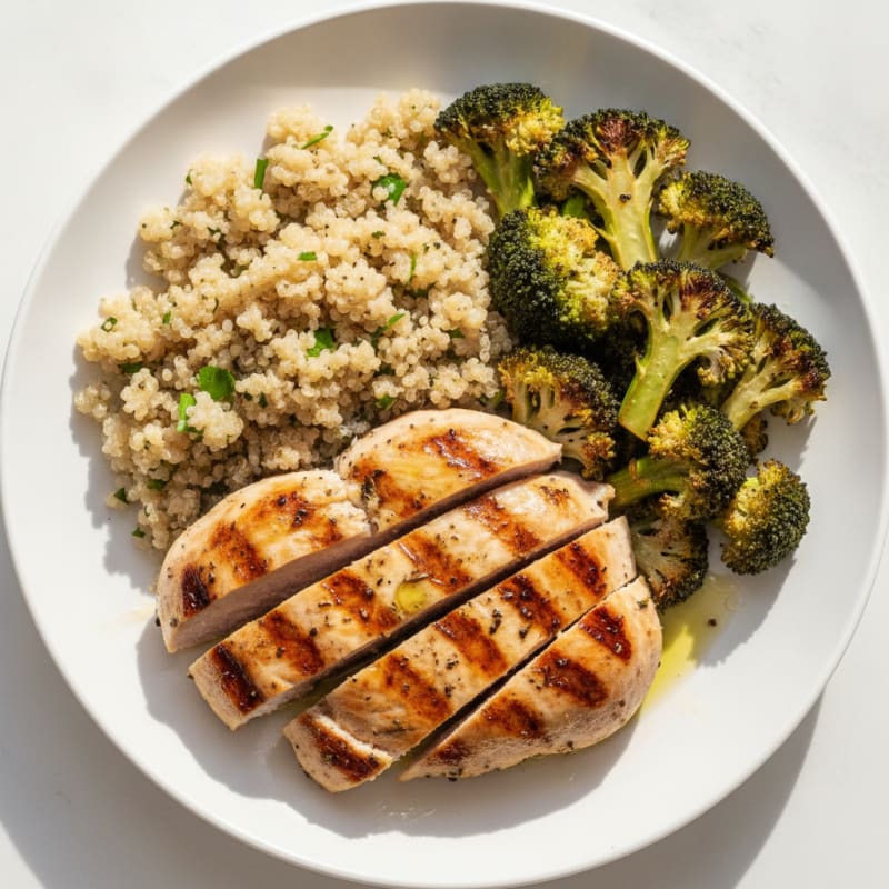 Grilled Turkey Breast with Roasted Broccoli and Quinoa