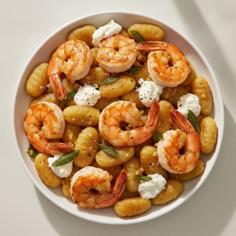 Pan-Seared Shrimp with Sage Gnocchi
