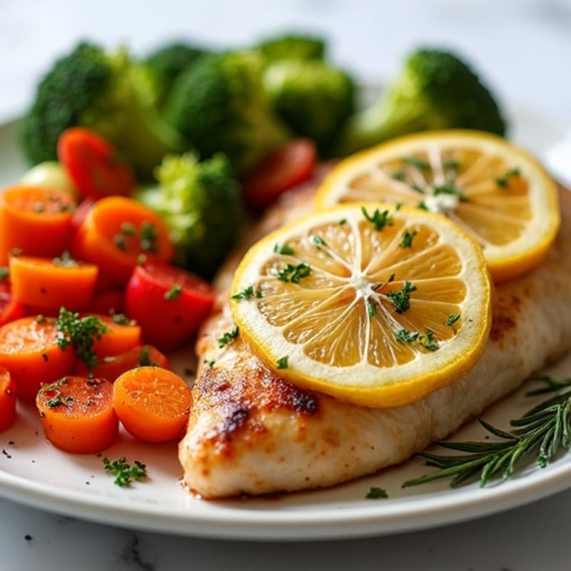 Crispy Lemon Herb Roasted Chicken with Tender Roasted Vegetables