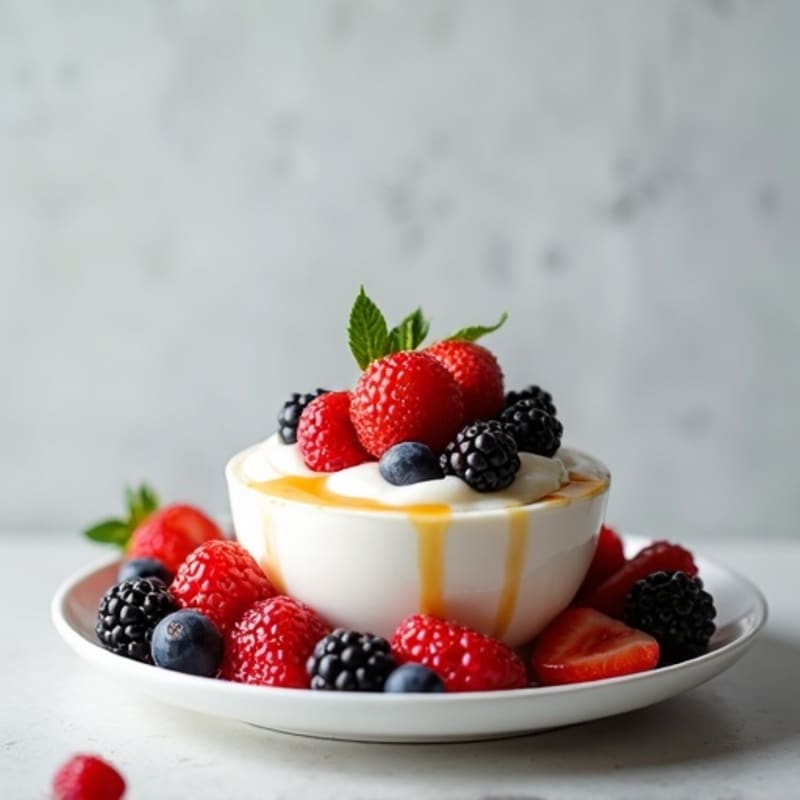 Silky Greek Yogurt Protein Pudding with Mixed Berries