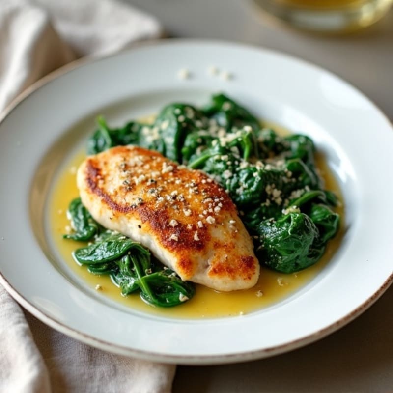 Pan-Seared Chicken with Creamy Garlic Spinach