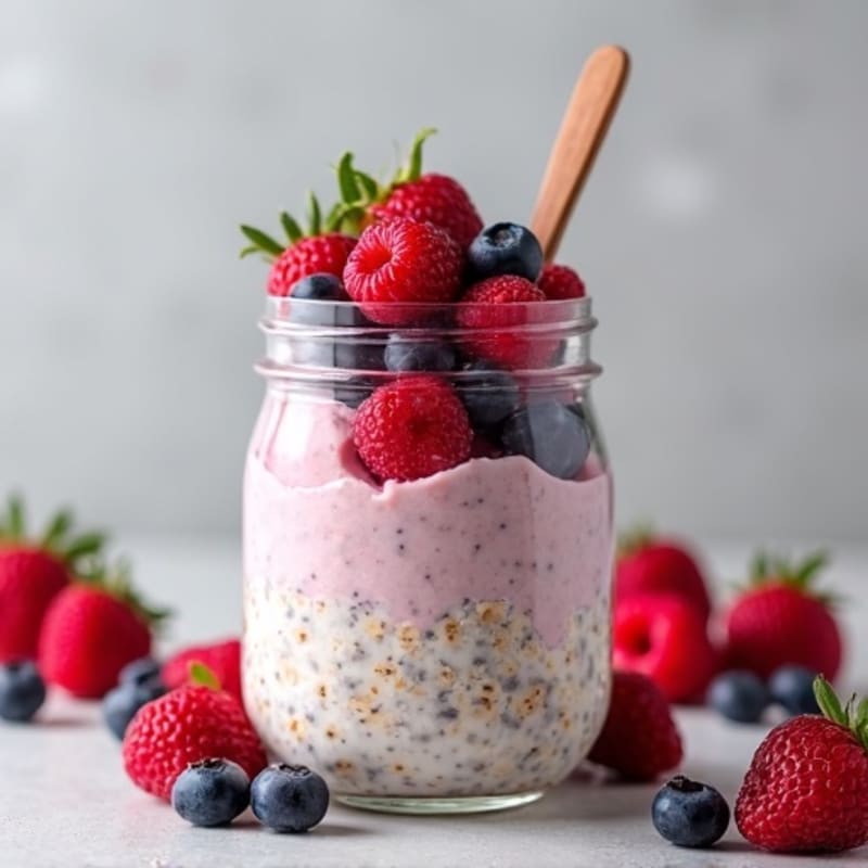 Creamy Berry Chia Overnight Oats