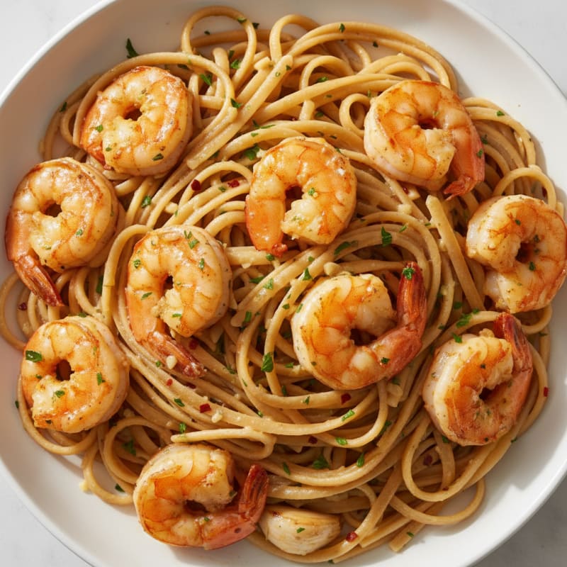 Garlic Shrimp Linguine with White Wine Sauce