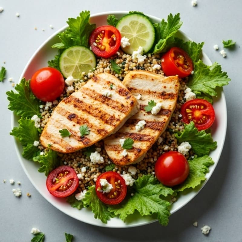 Grilled Chicken and Quinoa Salad with Crunchy Vegetables