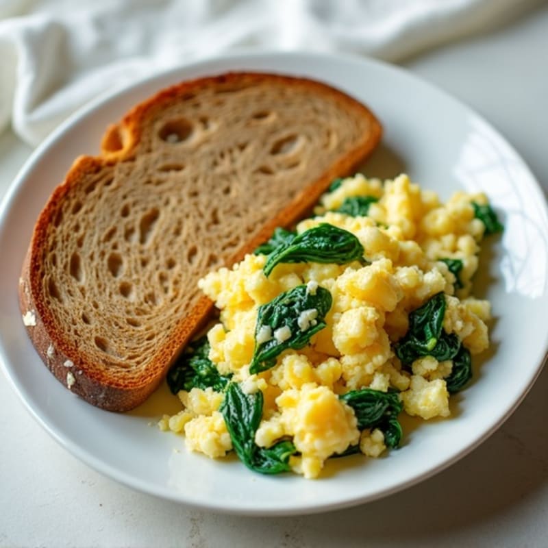Egg White Spinach Scramble with Cottage Cheese