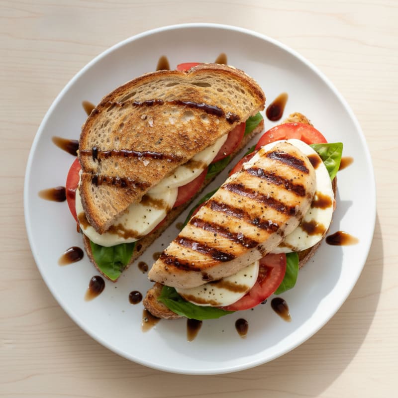 Grilled Chicken Caprese Sandwich with Balsamic Glaze