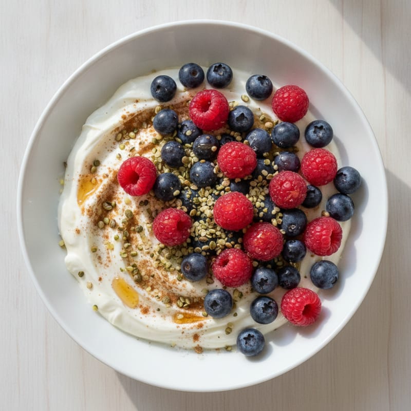 High-Protein Berry & Hemp Greek Yogurt Bowl