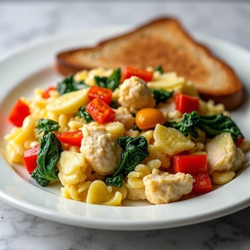 Egg White and Chicken Veggie Scramble