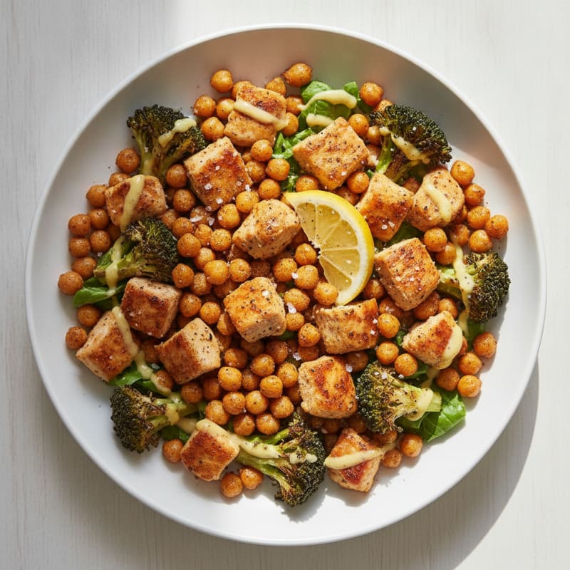 Roasted Chickpea and Chicken Vegetable Bowl