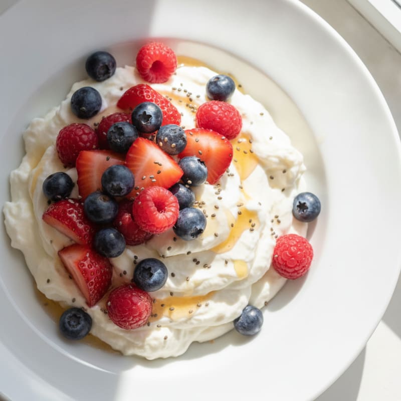 Silky Greek Yogurt Protein Pudding with Mixed Berries