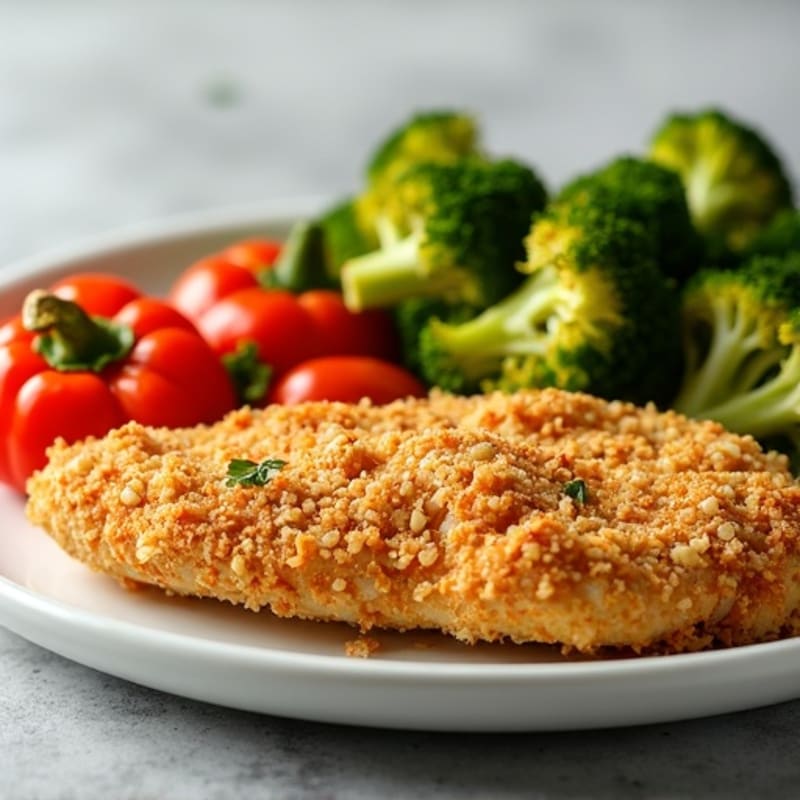 Crispy Buttermilk Baked Chicken with Roasted Veggies