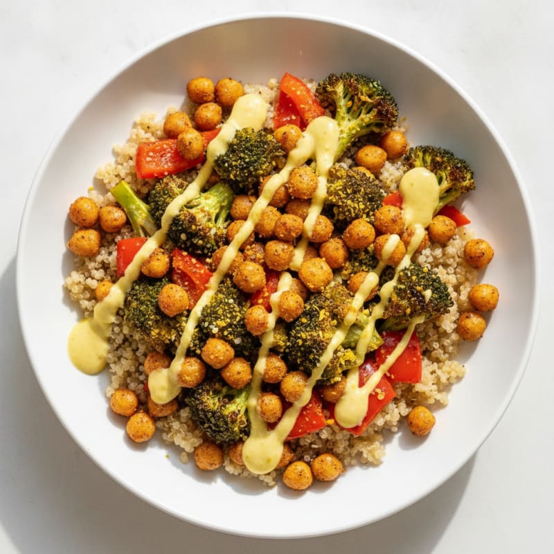 Roasted Vegetable and Chickpea Grain Bowl
