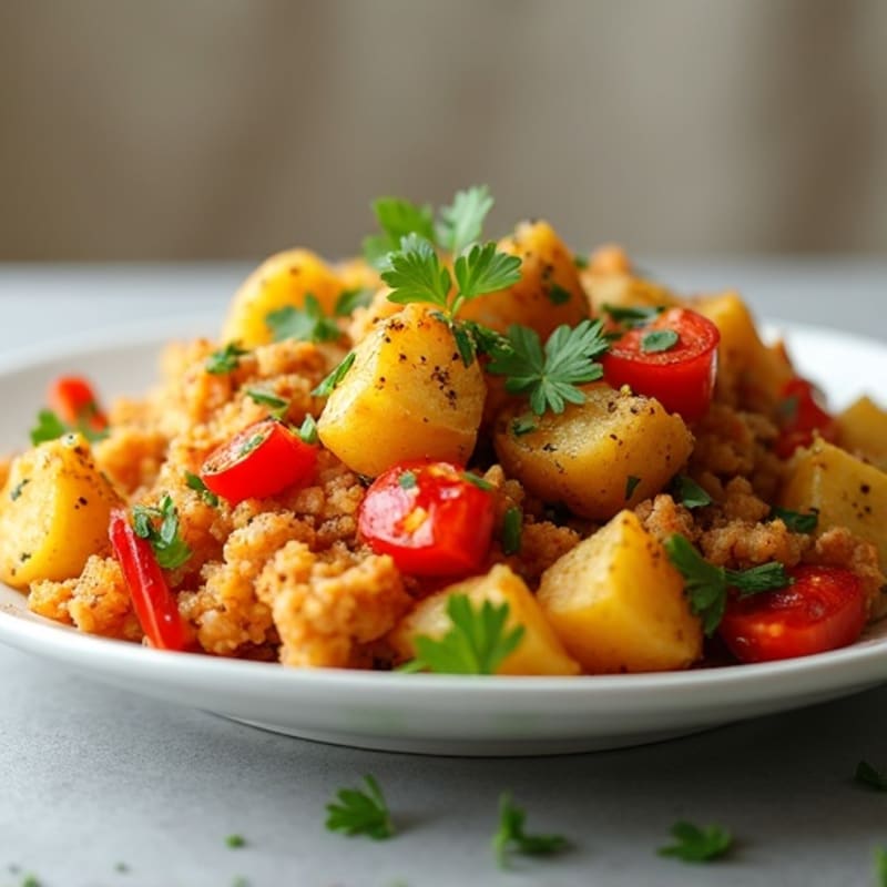 Crispy Ground Chicken and Garlic Herb Potato Hash