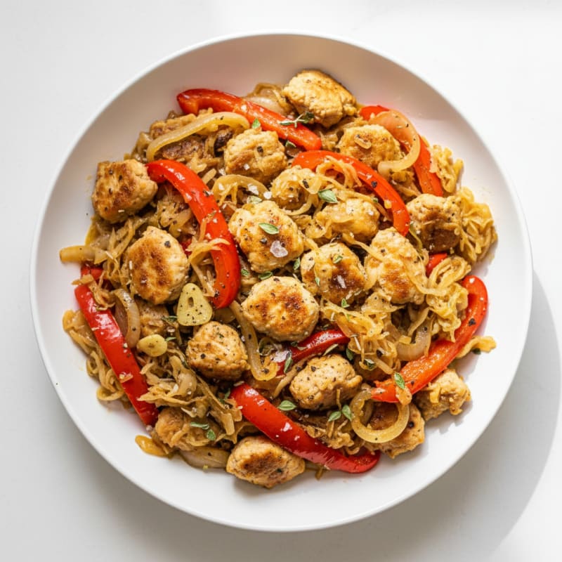Ground Chicken and Sauerkraut Skillet