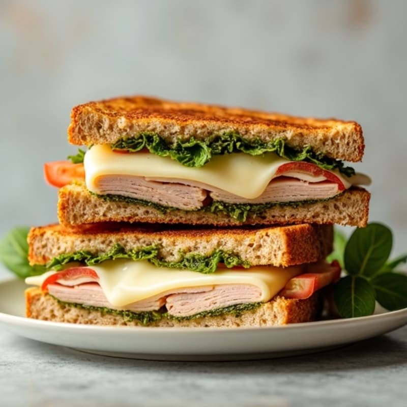 Crispy Whole Wheat Turkey Pesto Panini