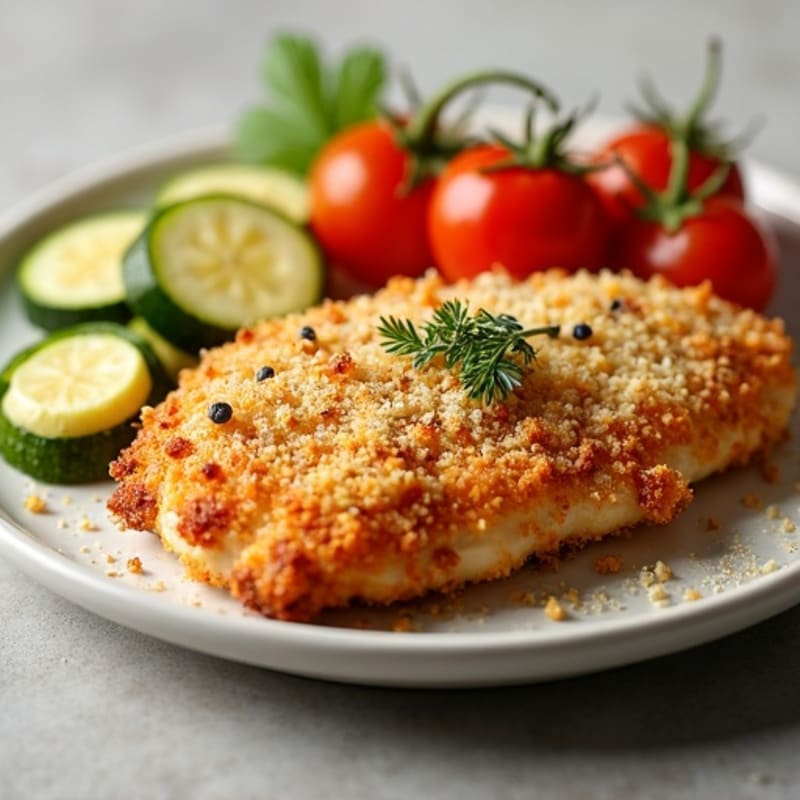 Healthy Crispy Chicken Parmesan with Roasted Vegetables