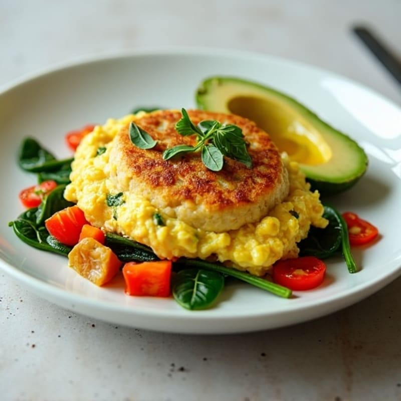 Egg White and Spinach Scramble with Turkey Sausage