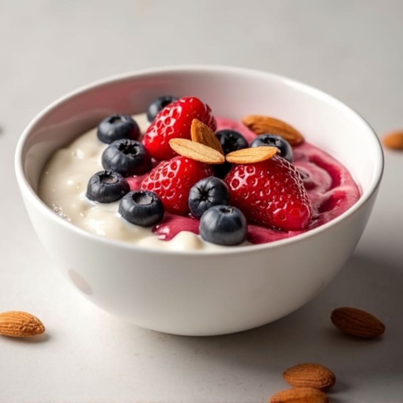 Silky Greek Yogurt Protein Bowl with Berries and Almonds
