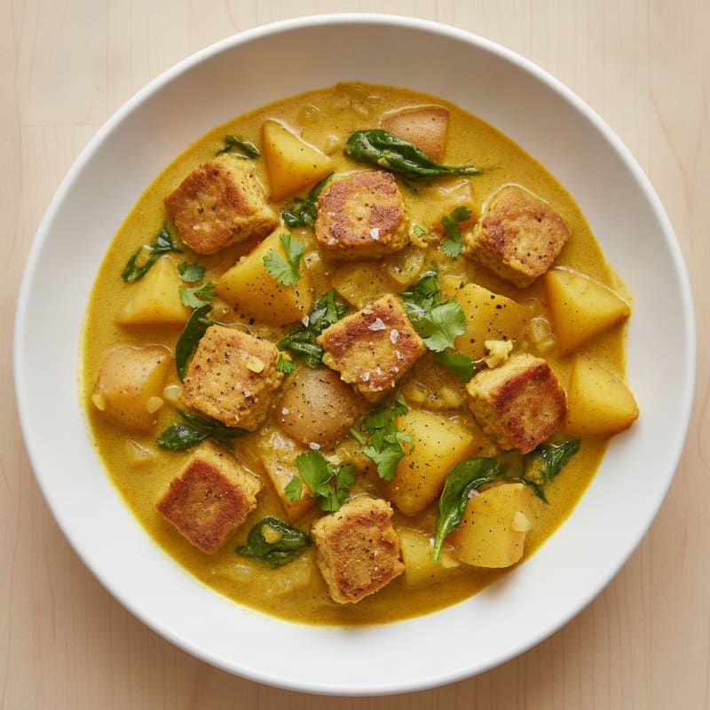 Seitan and Potato Curry with Coconut Milk